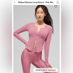 ALO Yoga Ribbed Stardust Long Sleeve - Black | Size Small